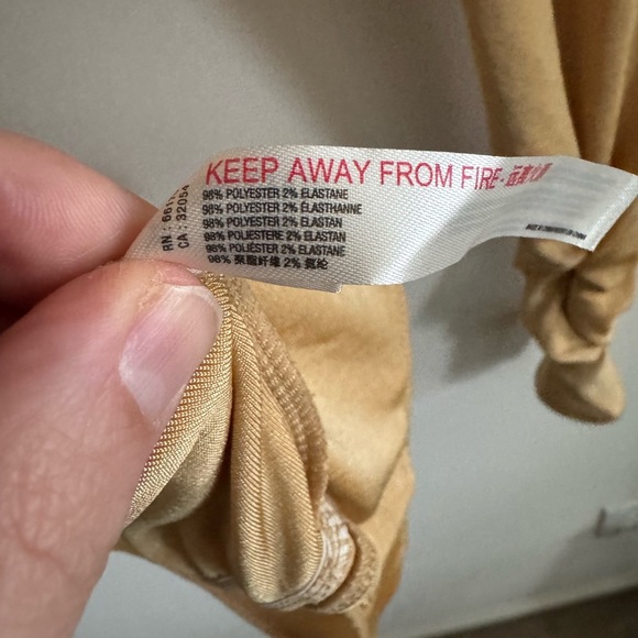 Free People metallic gold yellow bodysuit Ruched Sleeve Good Bodysuit size small - Picture 7 of 7